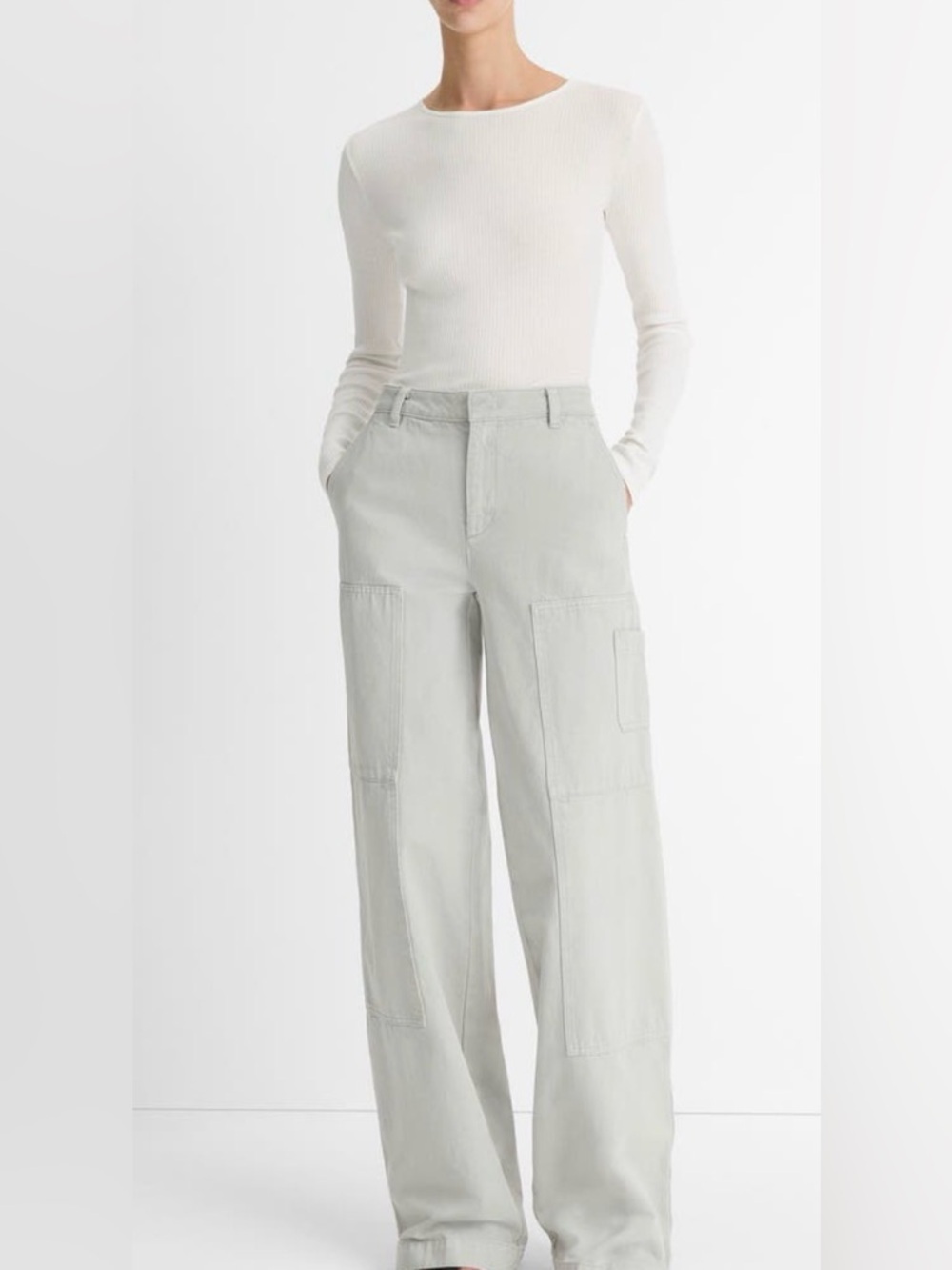 Vince ribbed knit  pima cotton layering top S